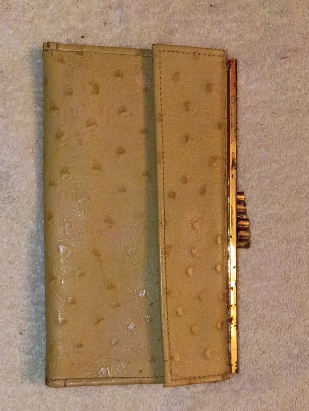 Real Leather Vintage Ostrich-Style Clutch Wallet